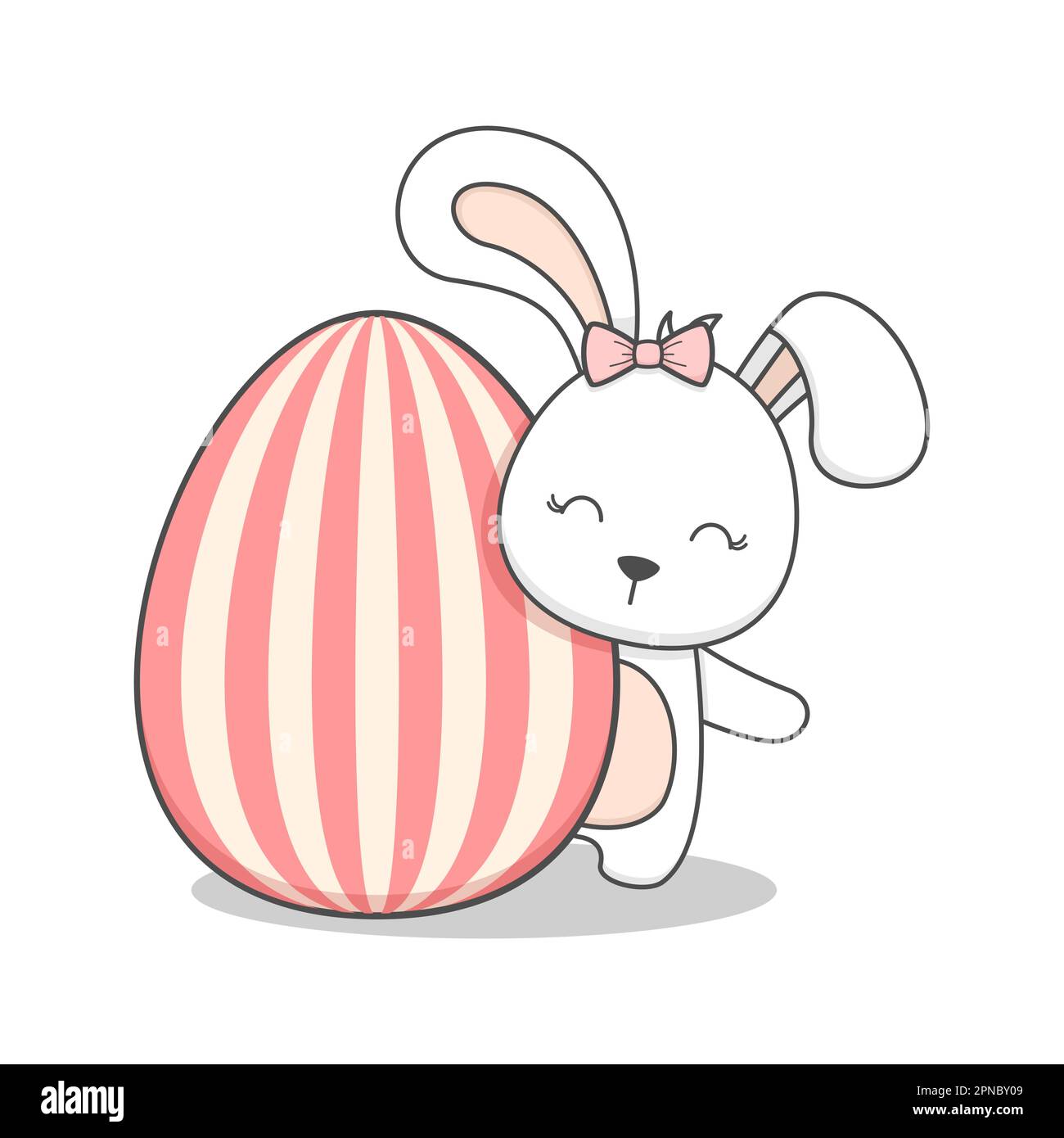 Cute Easter Bunny Behind Egg Stock Vector Image & Art - Alamy