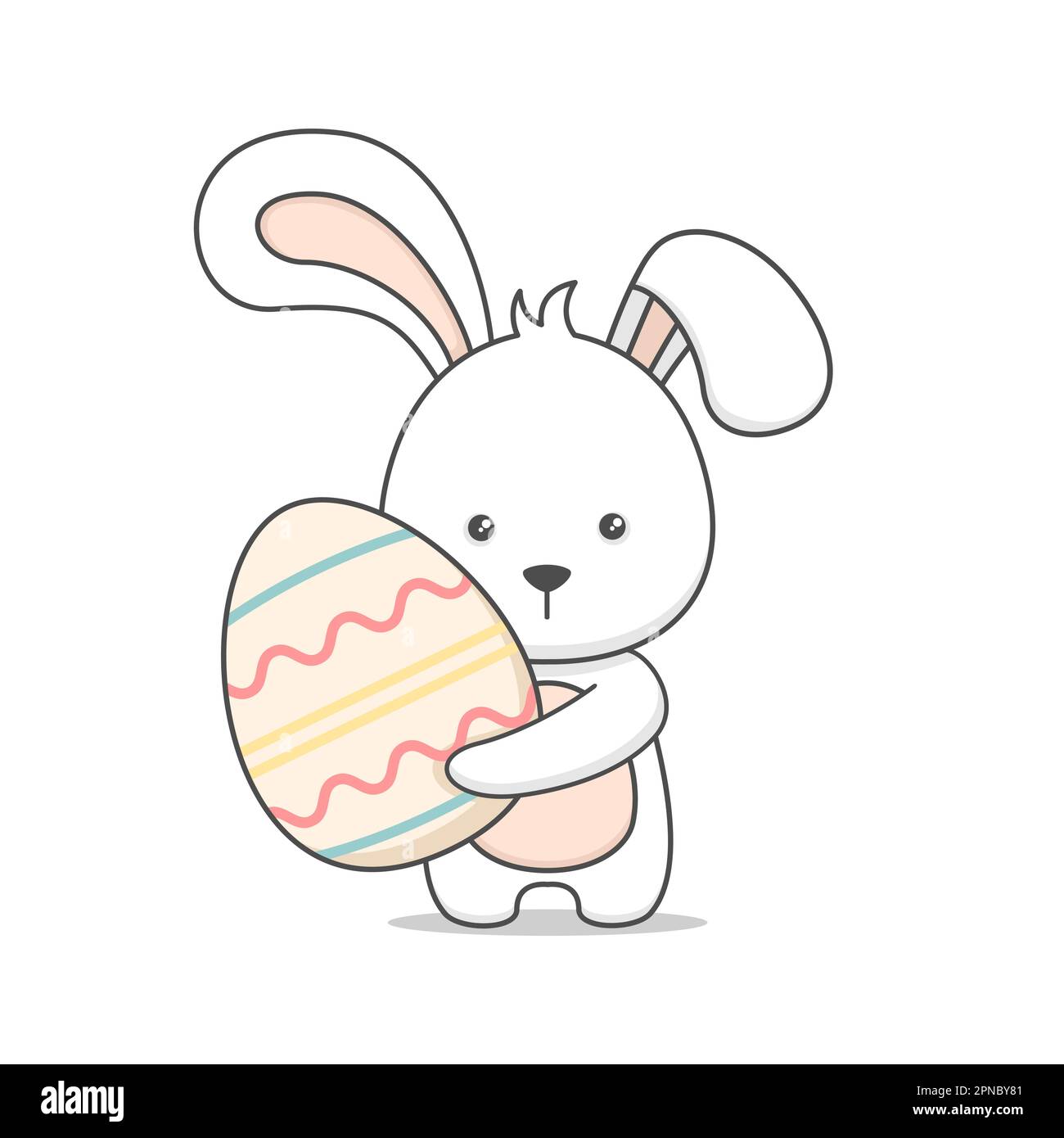 Cute Easter Bunny Holding Egg Stock Vector Image & Art - Alamy