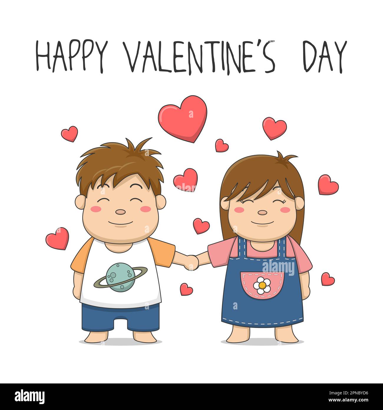 Cute Boy And Girl Holding Hands Valentines Day Stock Vector Image & Art ...