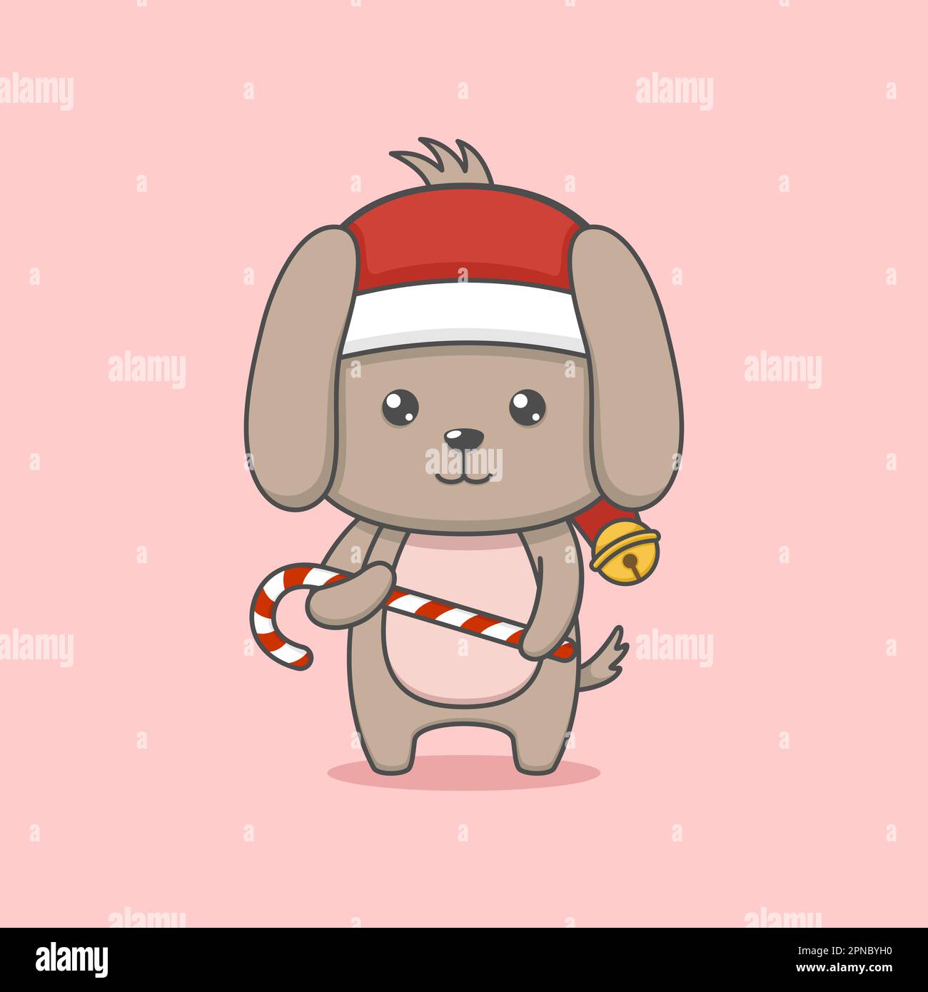 Cute Cartoon Christmas Puppy Dog Stock Vector Image & Art - Alamy