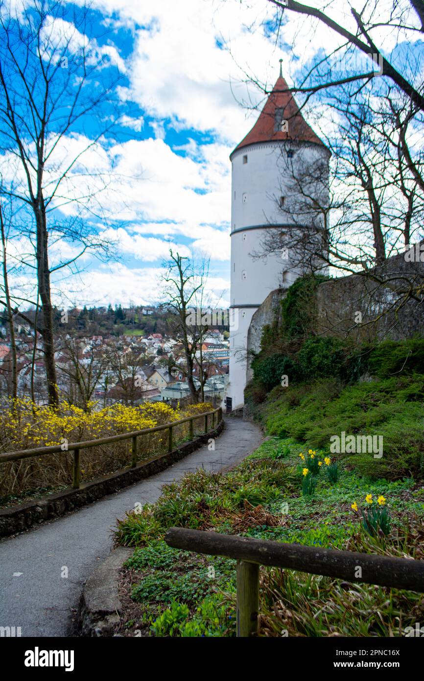 historic tower on top of the old town of Biberach an der Riss - germany ...