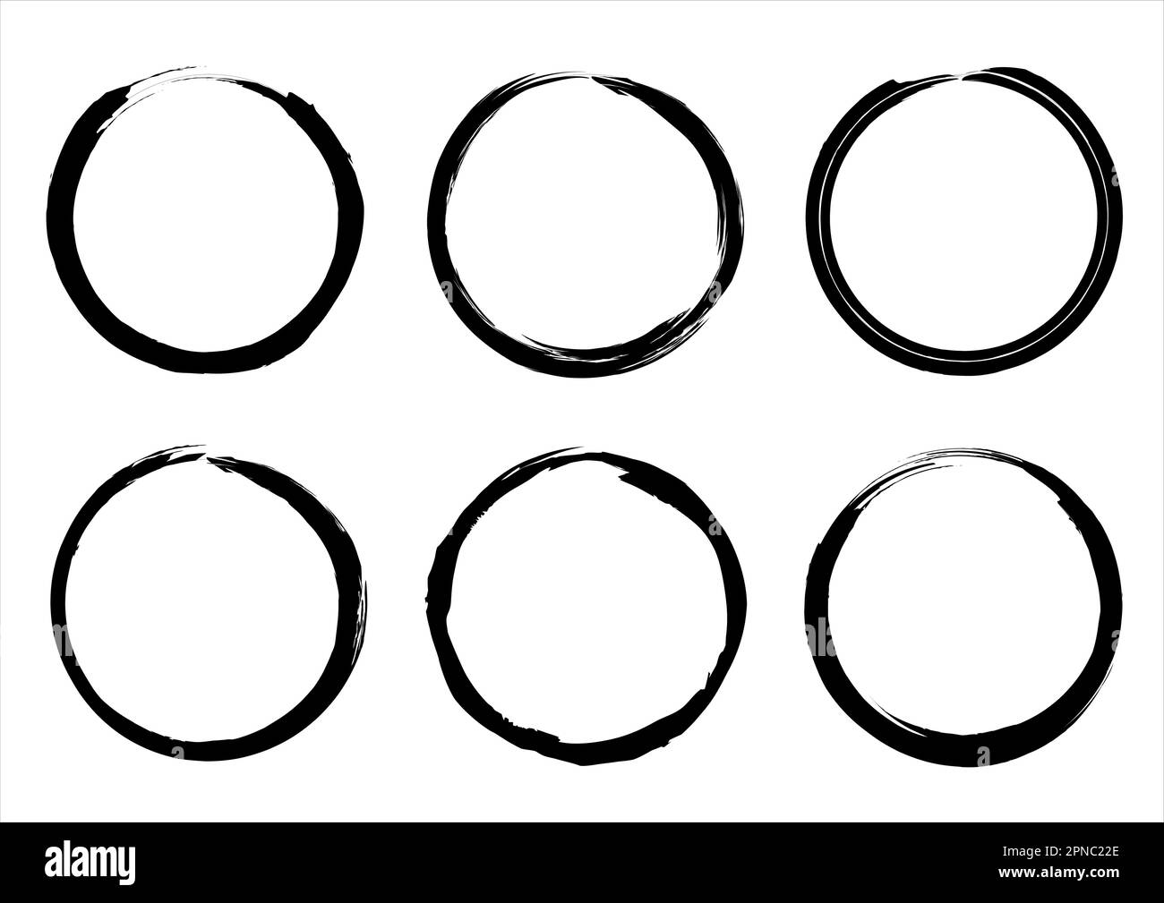 Isolated Circle Grunge Brush Border Frames Collection Set. Premium
