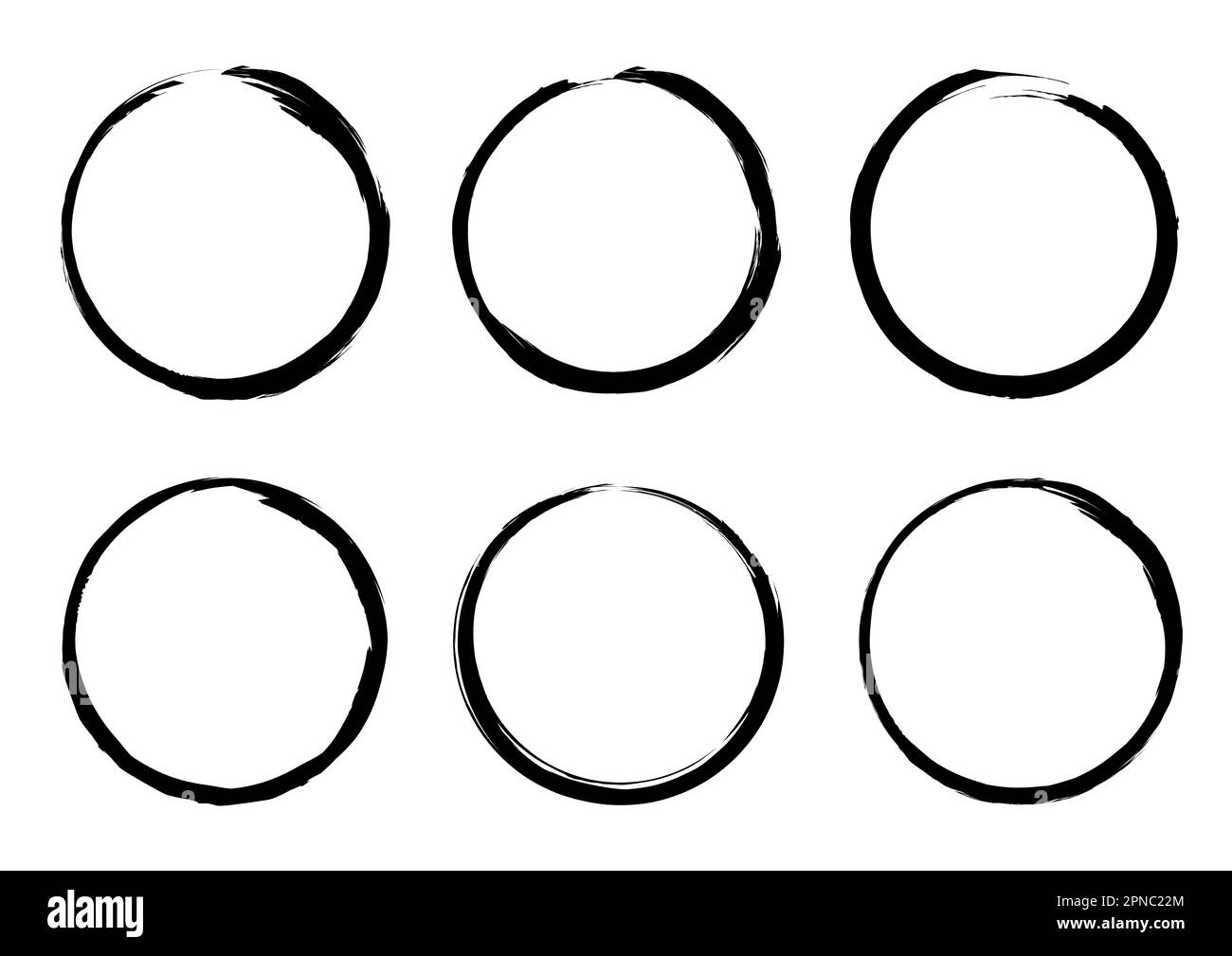 Isolated Circle Grunge Brush Border Frames Collection Set. Premium