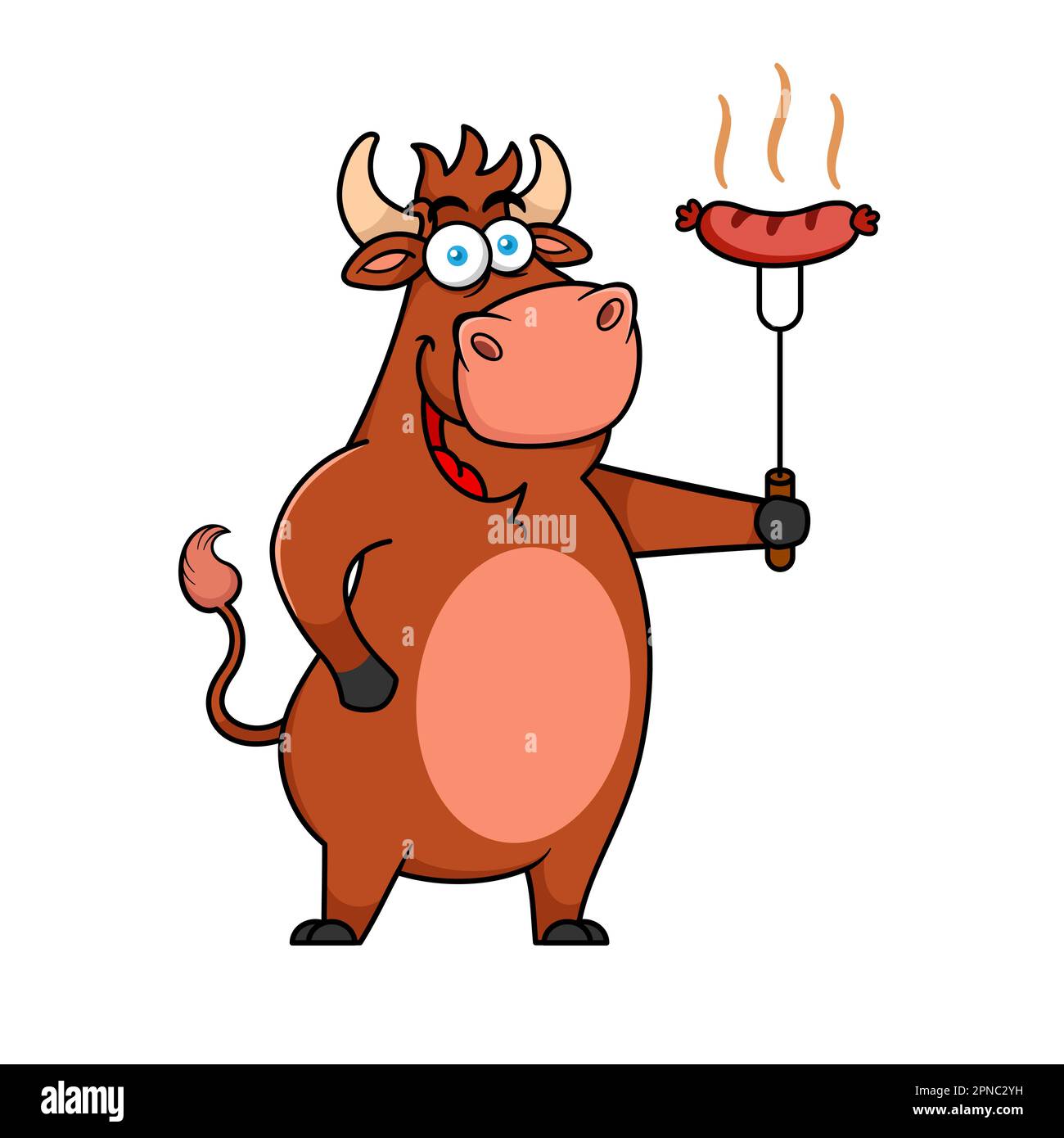 Cow With Sausage Mascot Logo Stock Vector