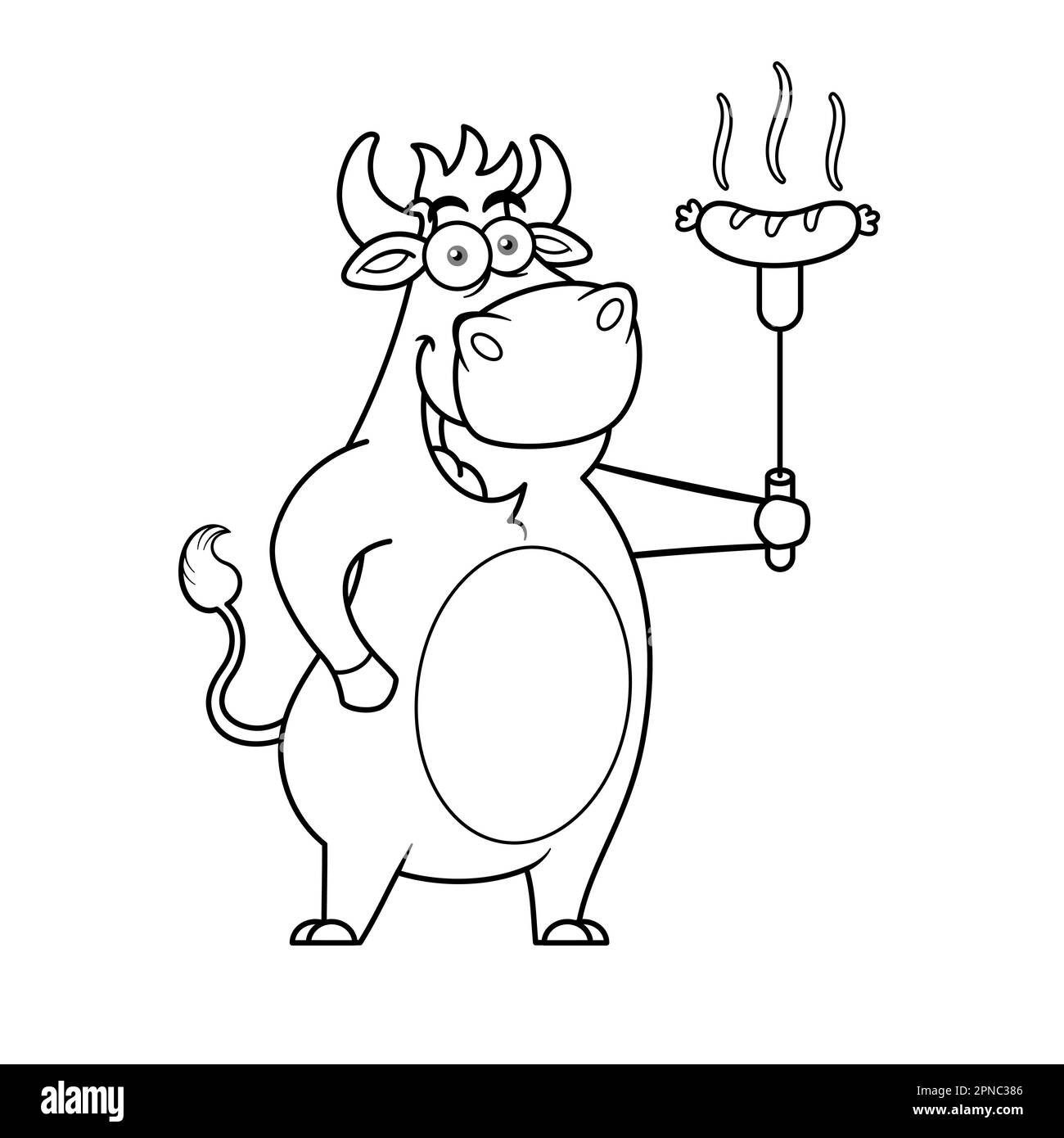 Black And White Cow With Sausage Mascot Logo Stock Vector