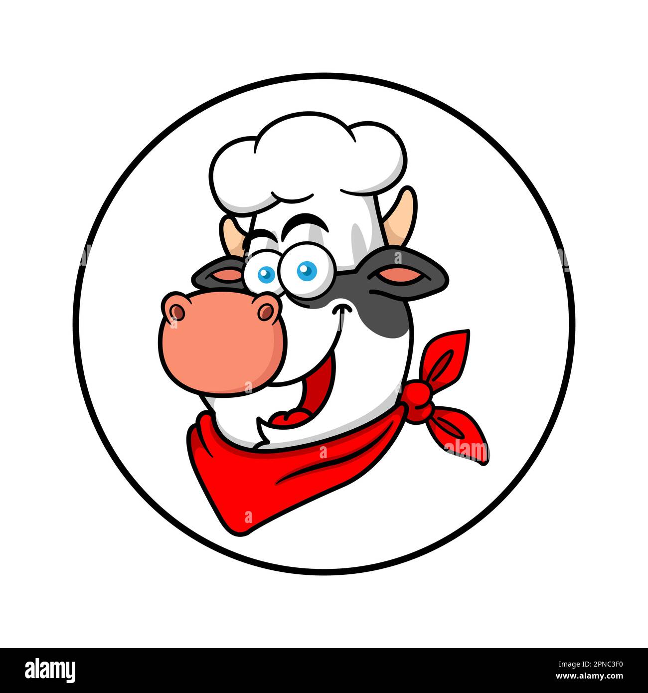 Cartoon Cow Chef Face Mascot Logo Stock Vector