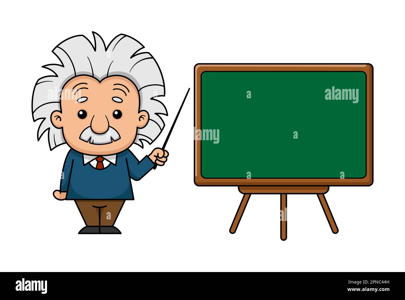 Albert Einstein Cartoon Character With Board Stock Vector