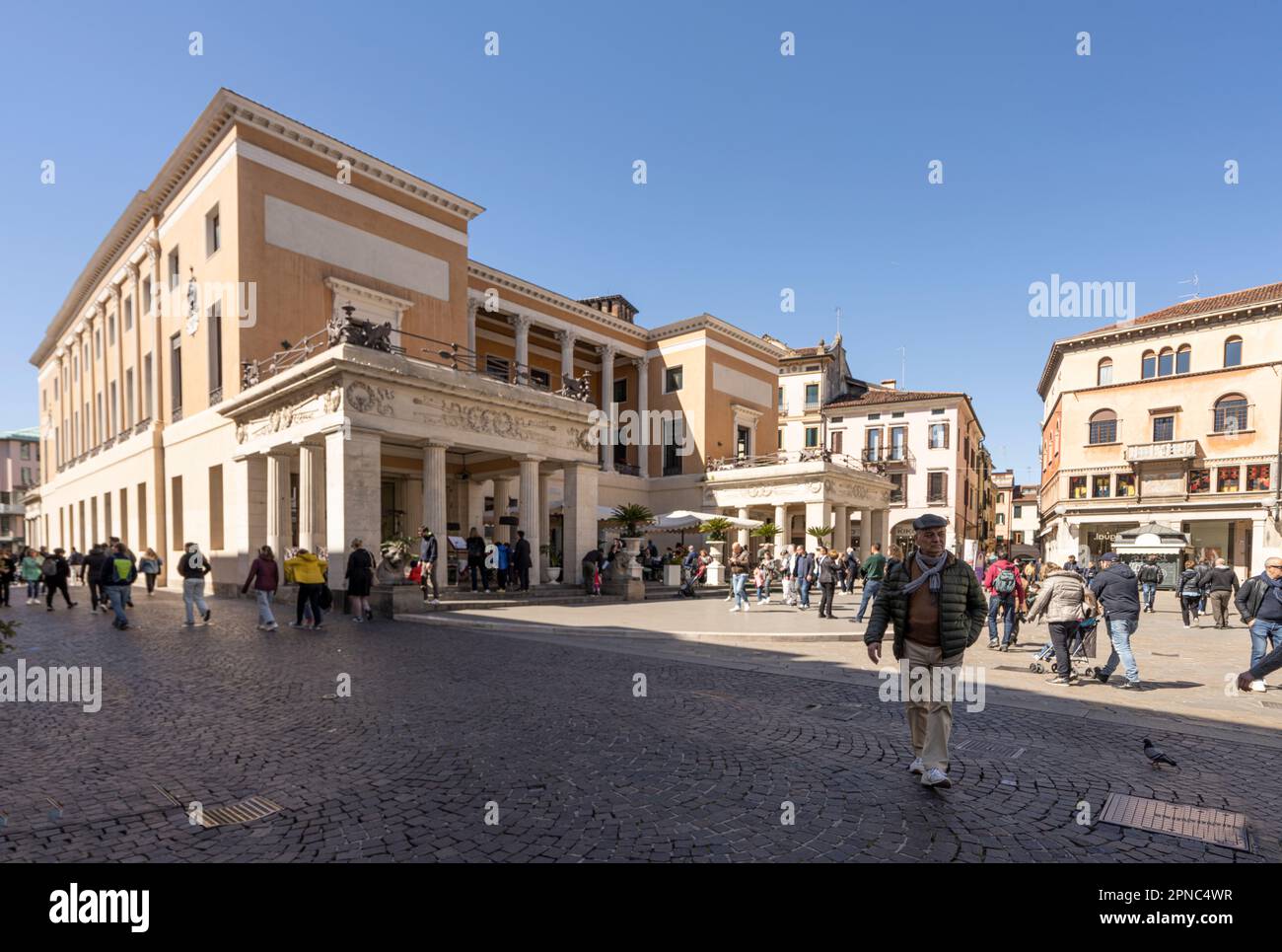 Padua, Italy. April 2023. External view of the Pedrocchi Cafè bar building in the city centre Stock Photo