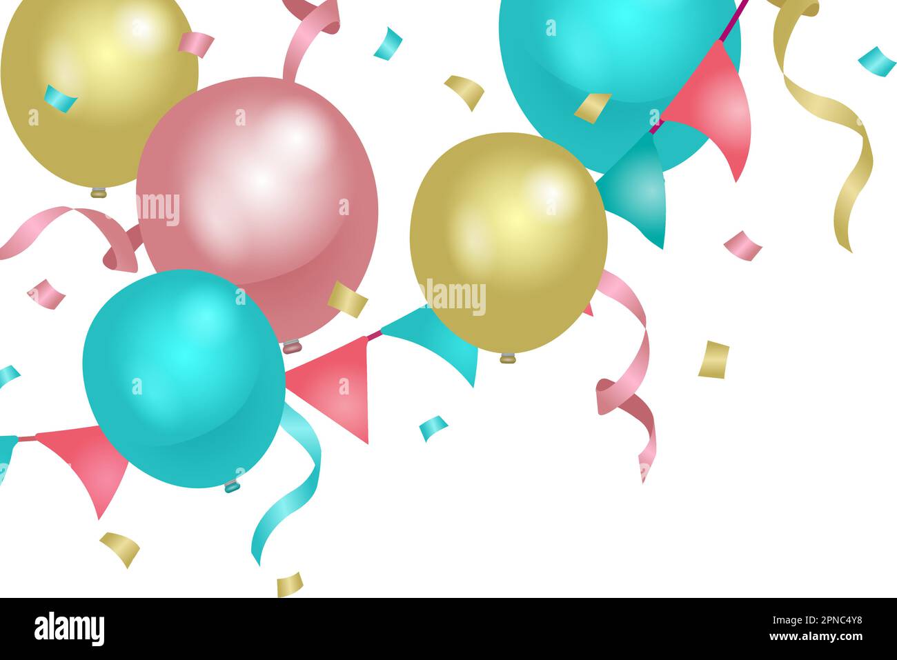 Colorful balloons illustration for left corner design elements Stock Vector