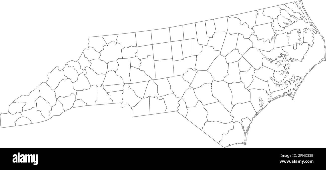Highly Detailed North Carolina Blind Map Stock Vector Image & Art Alamy