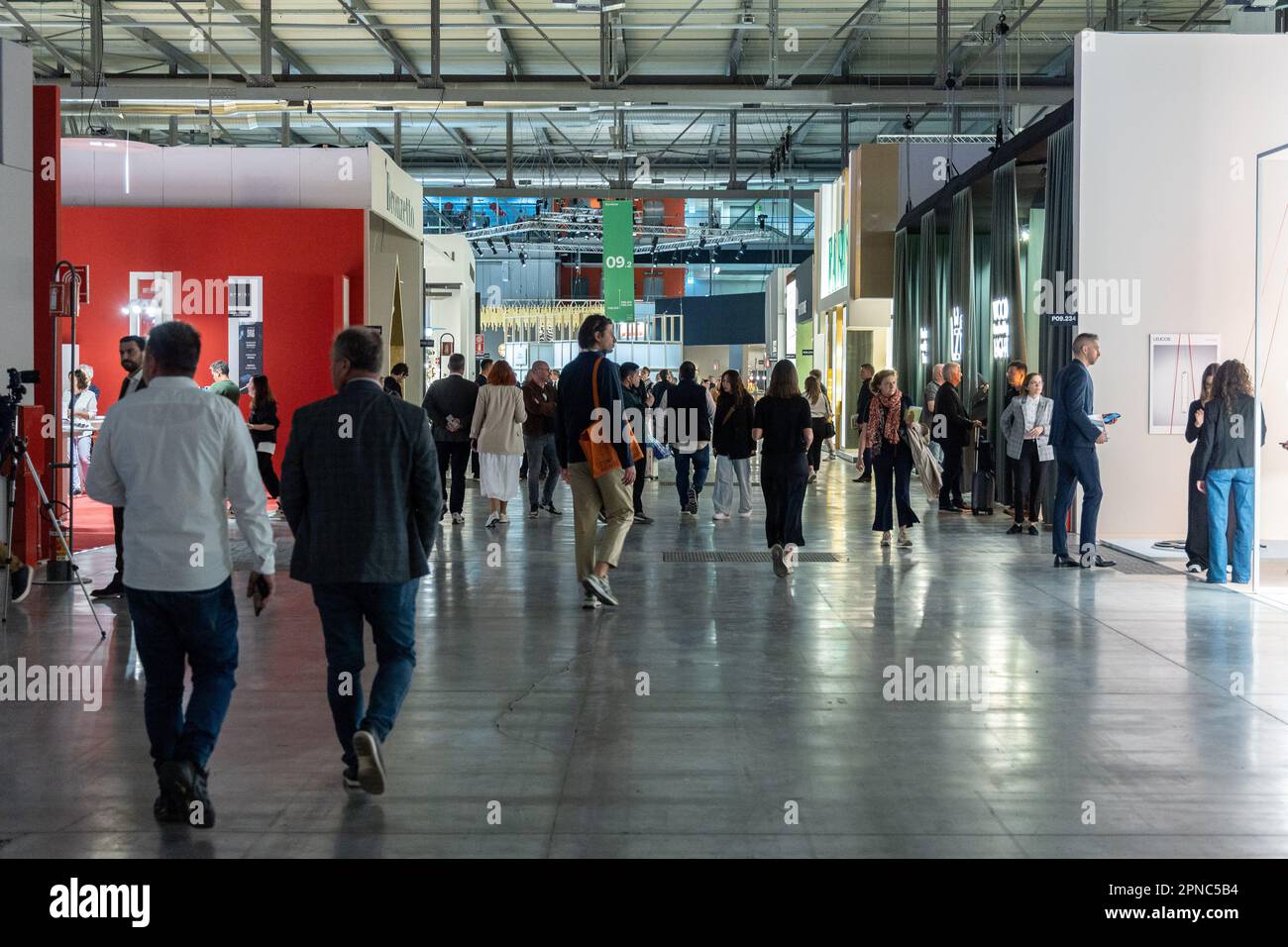 Milan, Italy april 18 2023 Salone del Mobile fair Milan design week