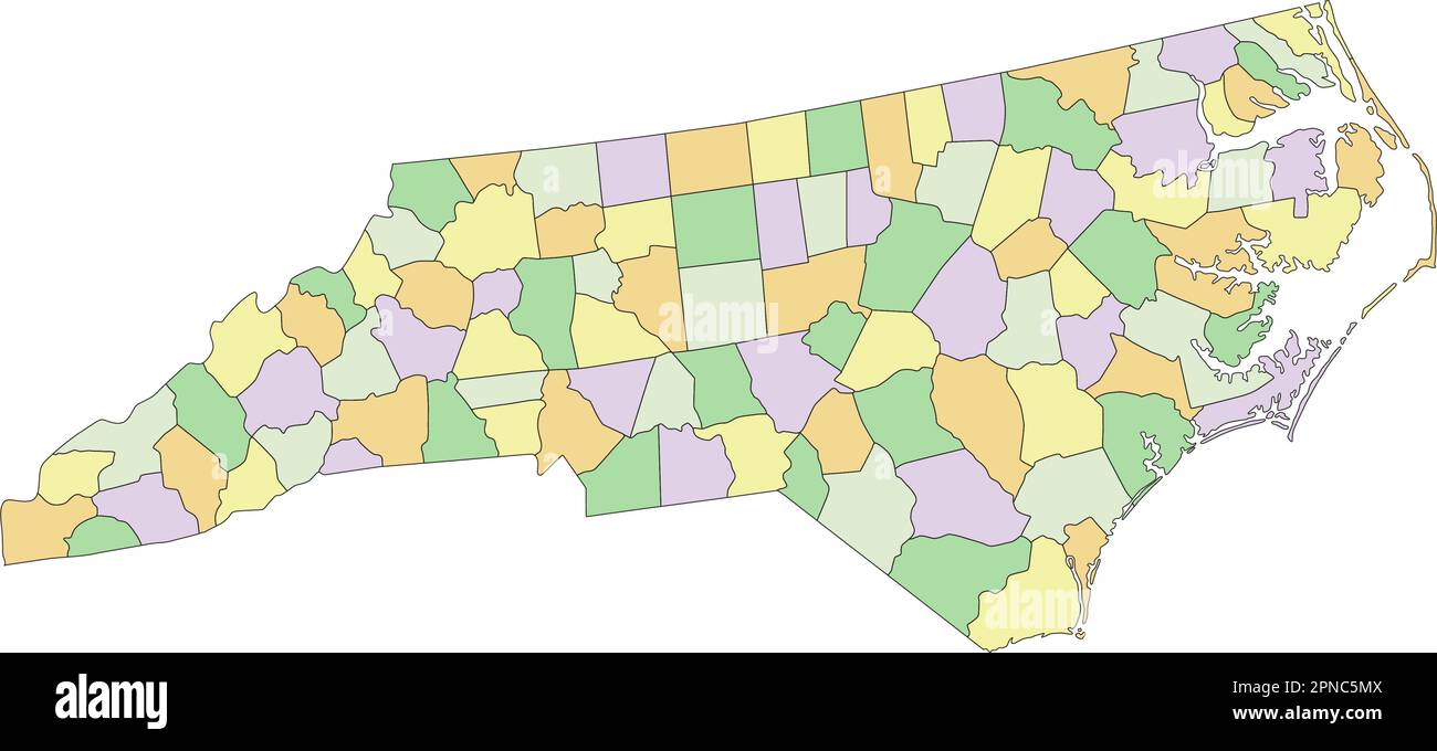North Carolina - Highly detailed editable political map Stock Vector