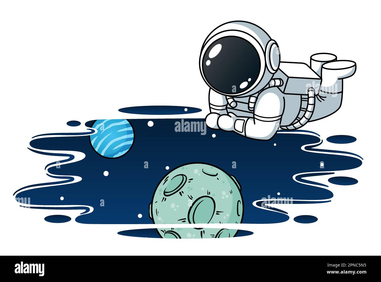 Astronaut Watching Space From Portal Stock Vector