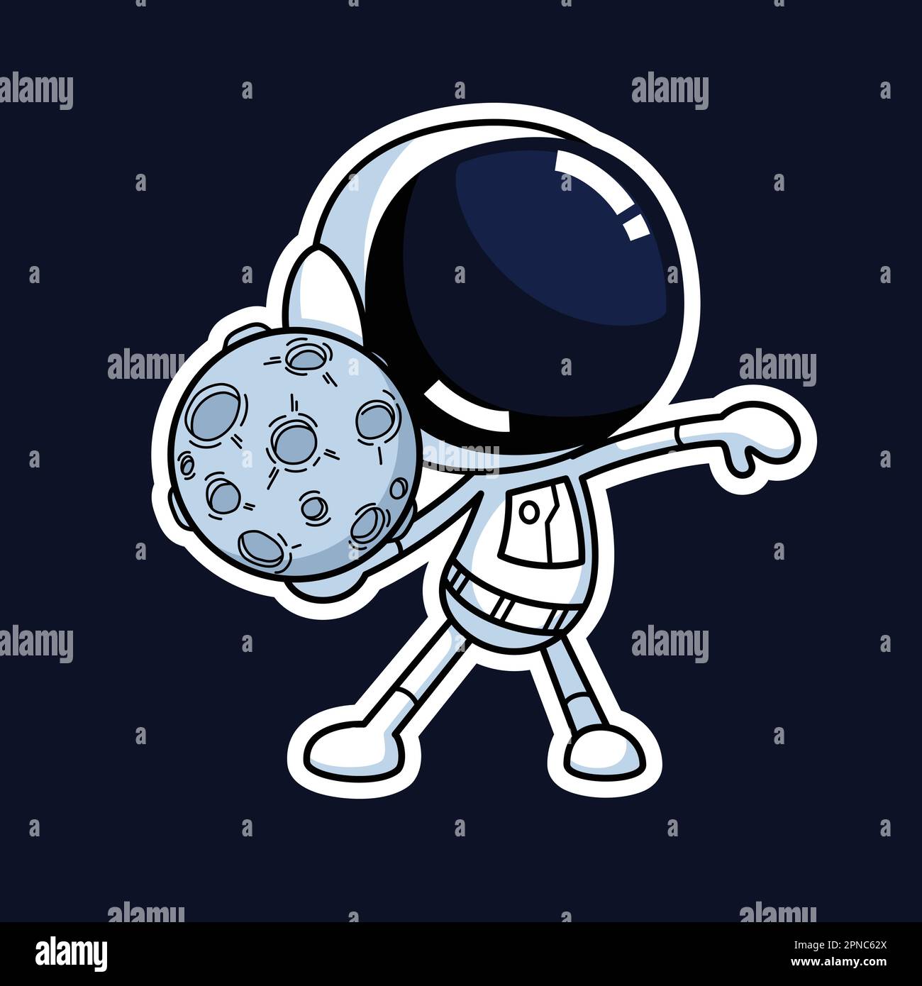 Premium Vector, Cute alien holding moon balloon cartoon illustration