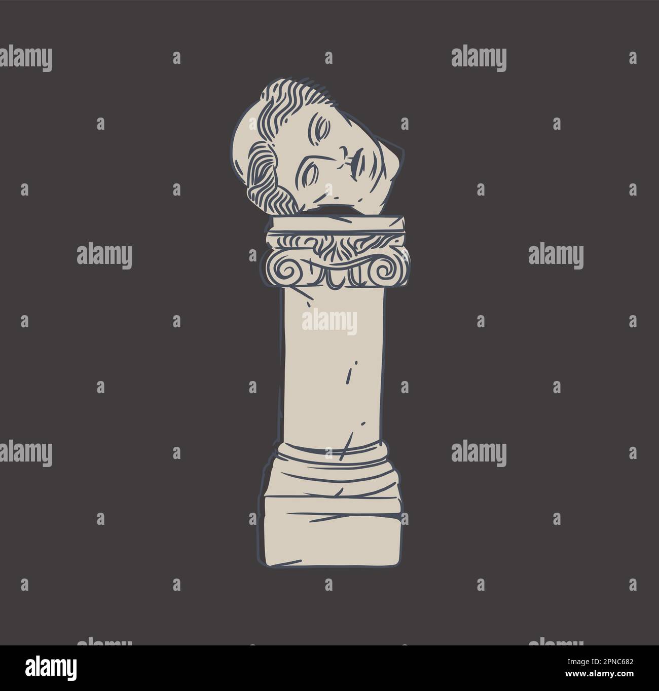 Hand drawn vector abstract outline,graphic,line art greek ancient