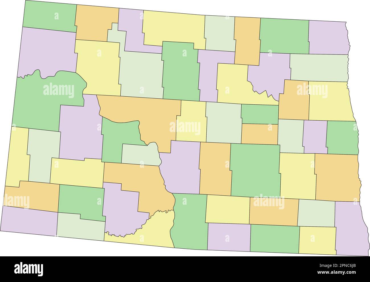North Dakota - Highly detailed editable political map Stock Vector ...