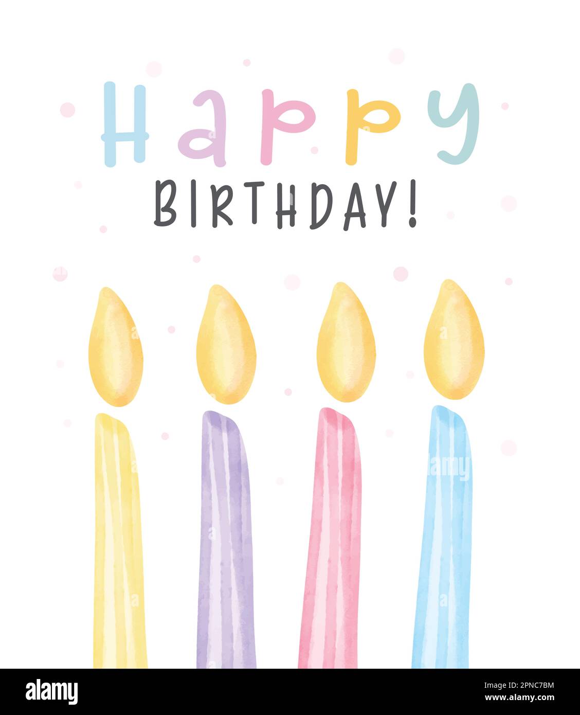 group of cheerful birthday candles Happy birthday watercolor hand