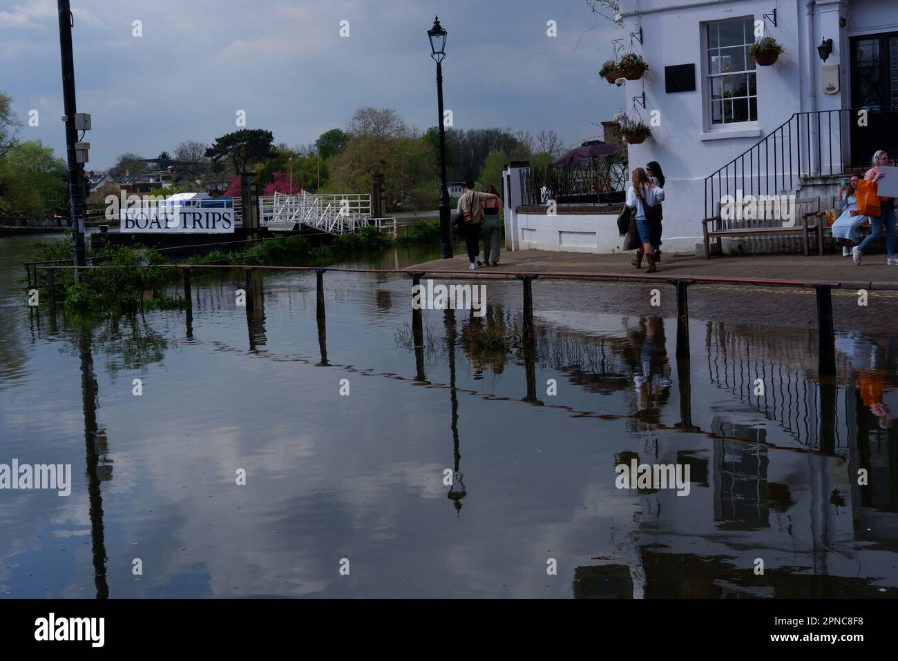 High Tide on the Thames in Richmond London Stock Photo