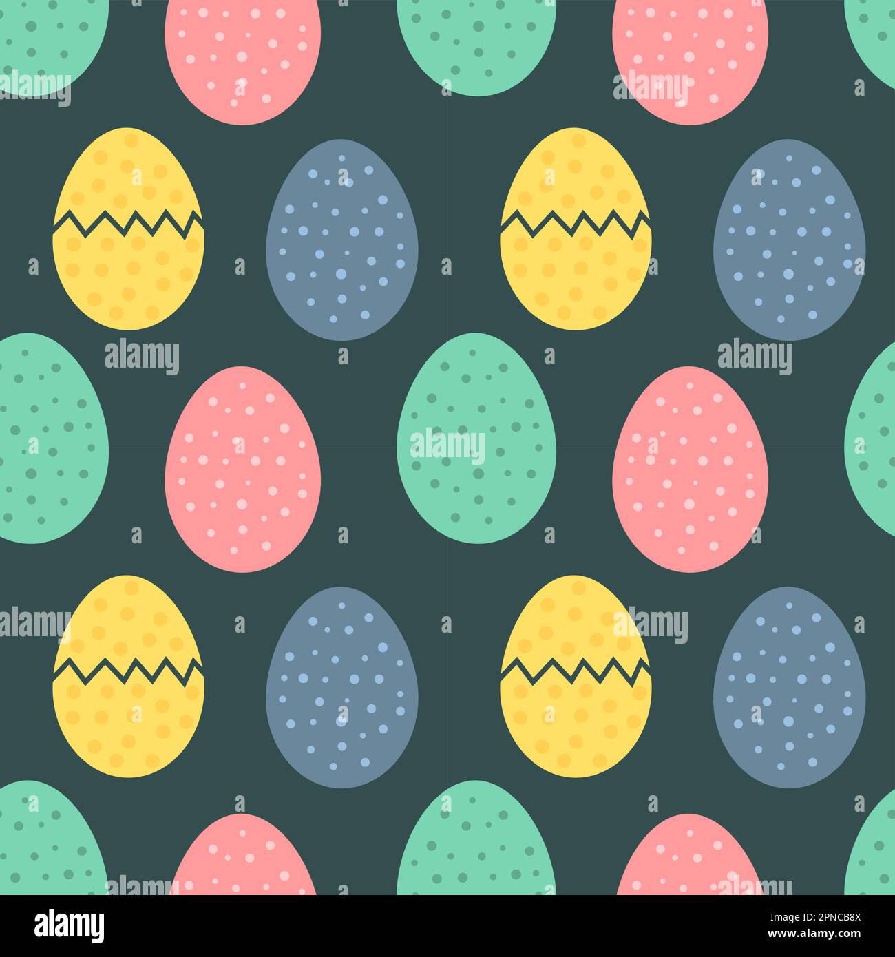 Easter eggs colorful seamless pattern wallpaper. Vector illustration. Stock Vector