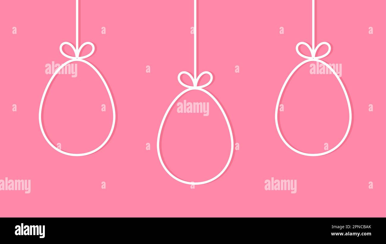 Easter eggs hanging decoration on pink background. Vector illustration. Stock Vector