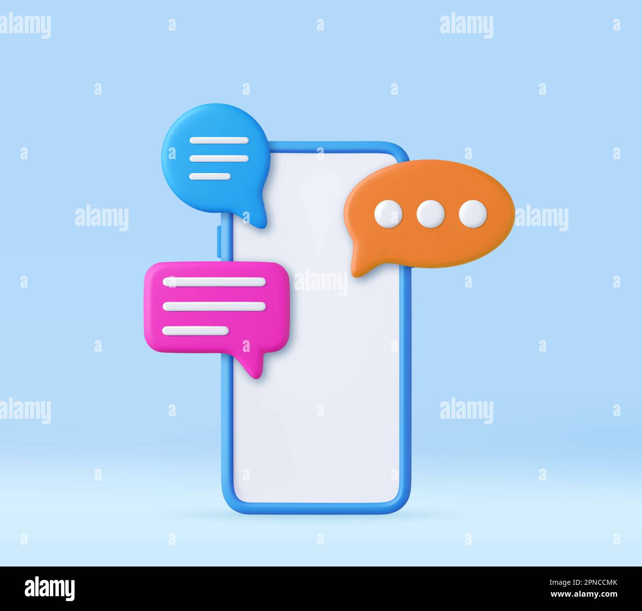 3D render smartphone with floating chat Stock Vector Image & Art - Alamy