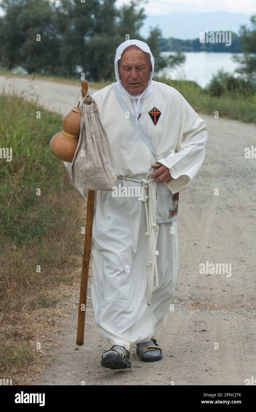 Historical representation of the crossing of the Po river by Sigerico