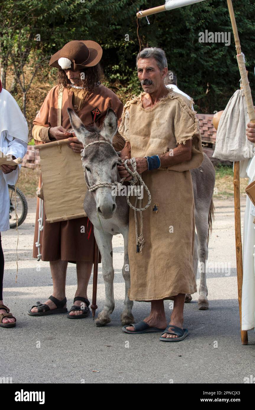 Historical representation of the crossing of the Po river by Sigerico