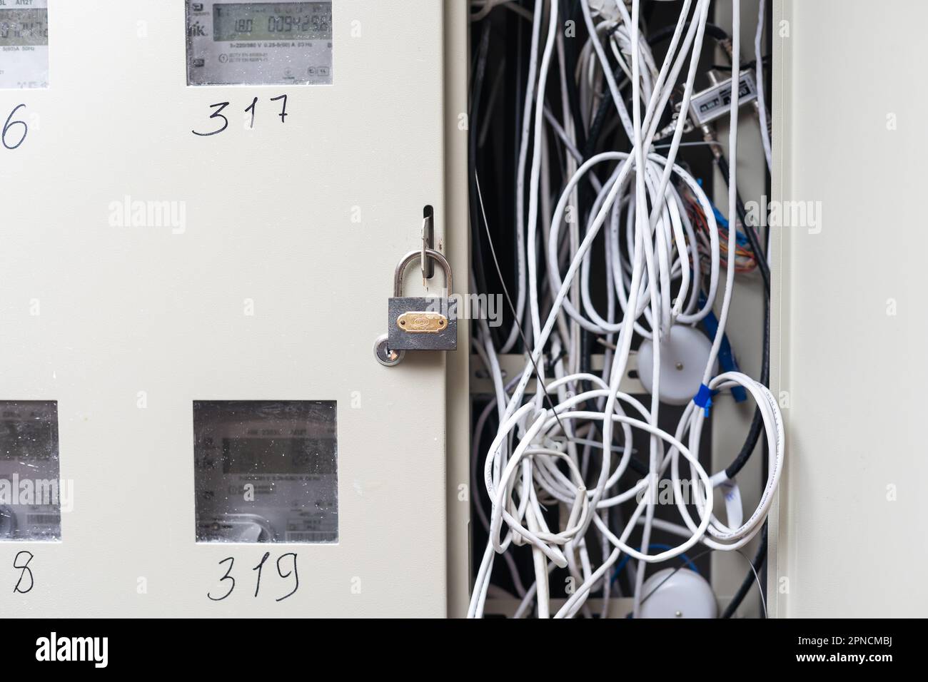 Electric with and television cables in an apartment