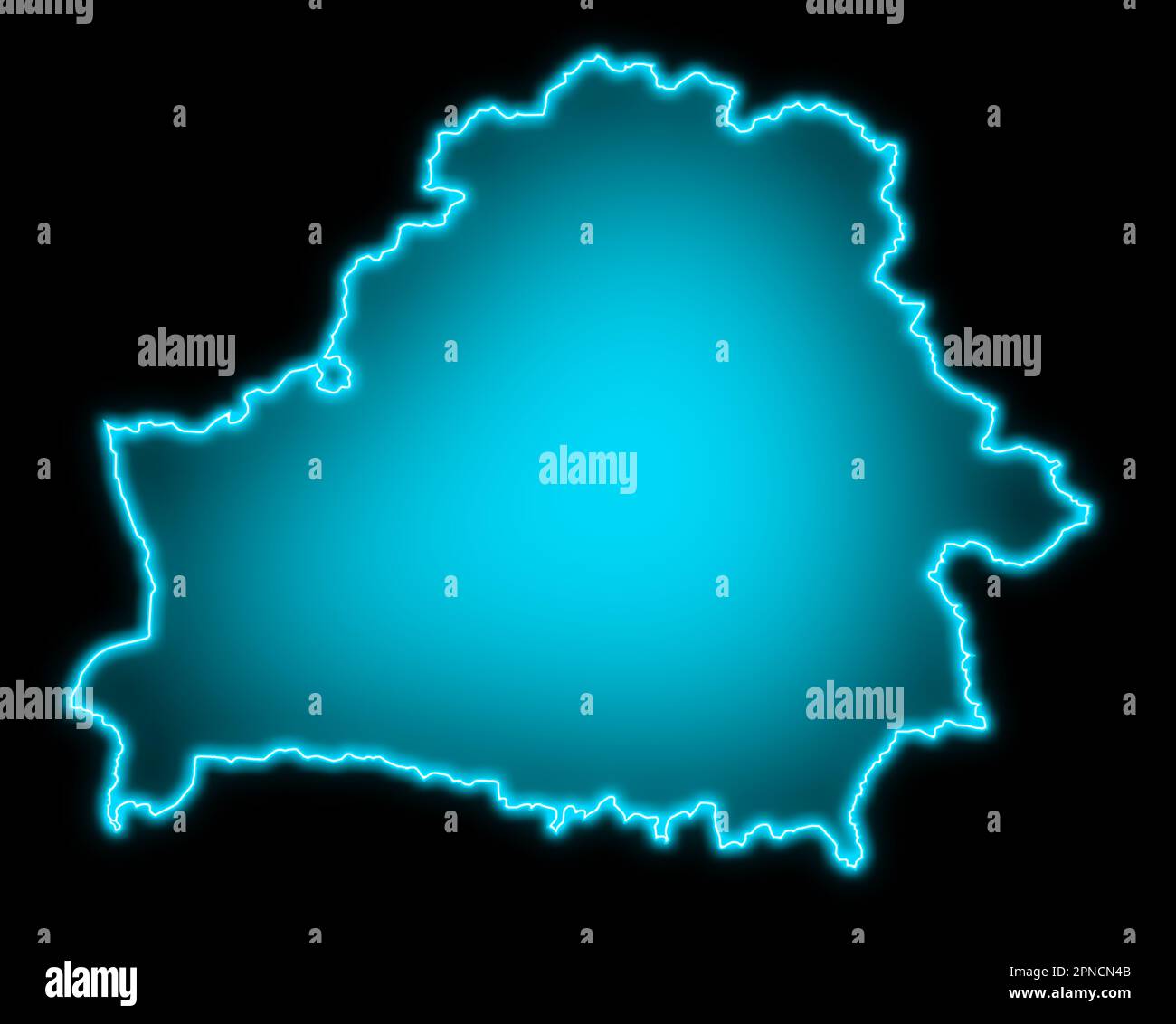 belarus map blue glow futuristic design Stock Photo