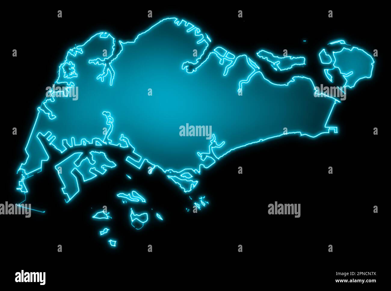 singapore map blue glow futuristic Stock Photo