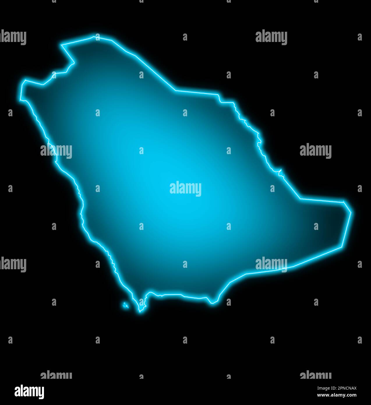 saudi arabia map blue glow futuristic Stock Photo