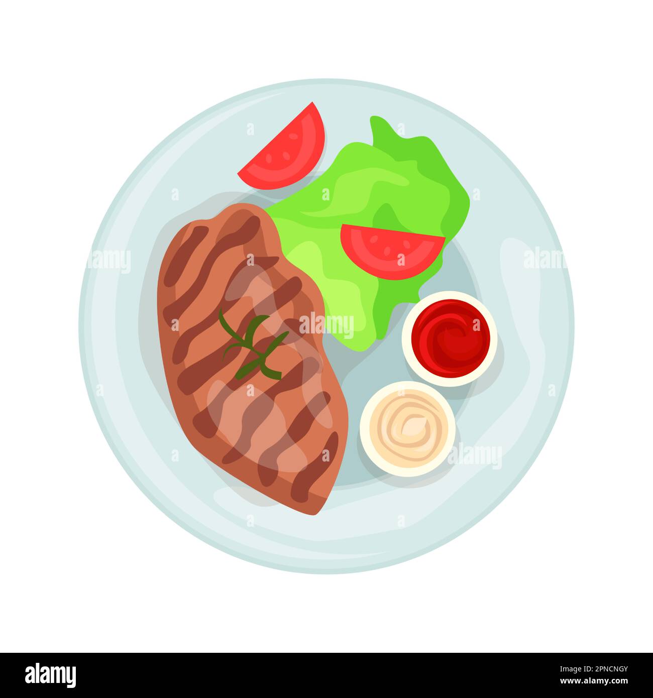 Beef steak illustration in color cartoon style. Editable vector graphic