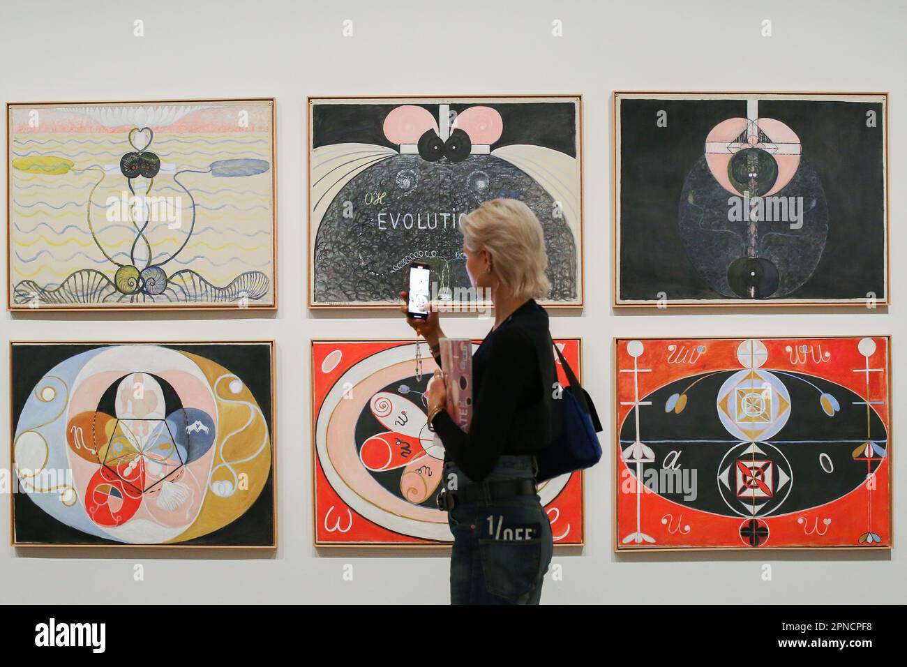 London, UK. April 18, 2023. ‘Evolution’ by Hilma Af Klint on display at the Tate Modern as part