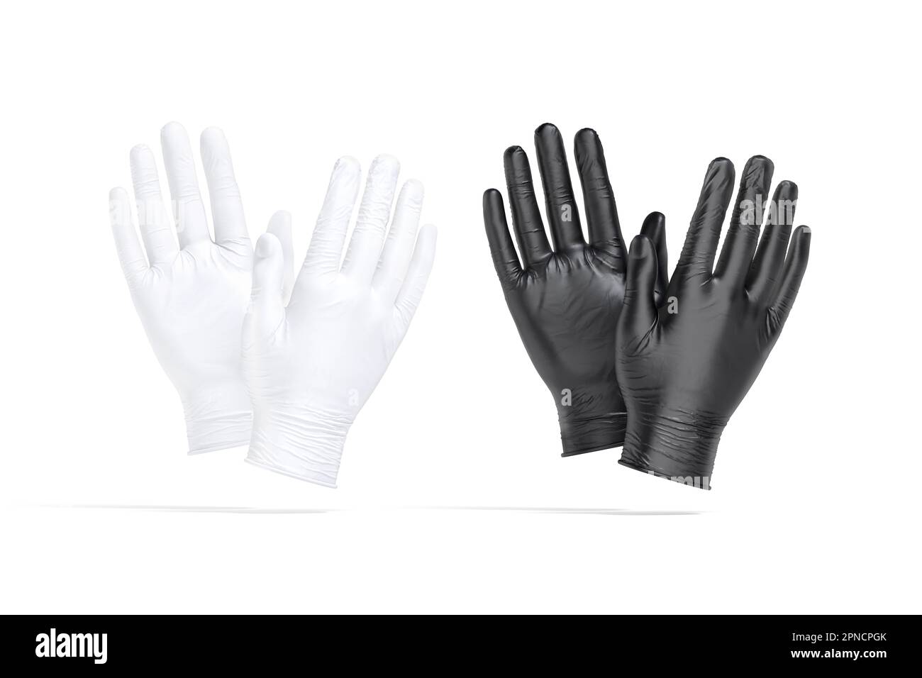 Blank black and white rubber gloves mockup, front and back Stock Photo ...