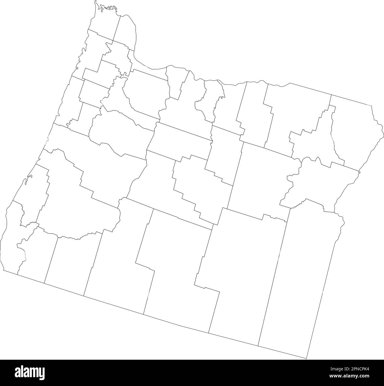 Highly Detailed Oregon Blind Map. Stock Vector