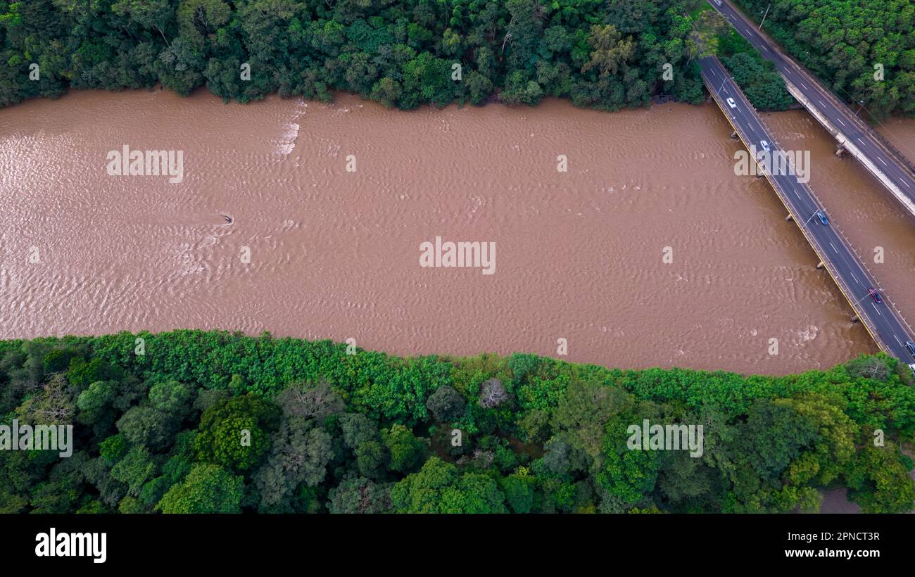 Aerial view of the city of Piracicaba, in Sao Paulo, Brazil. Piracicaba