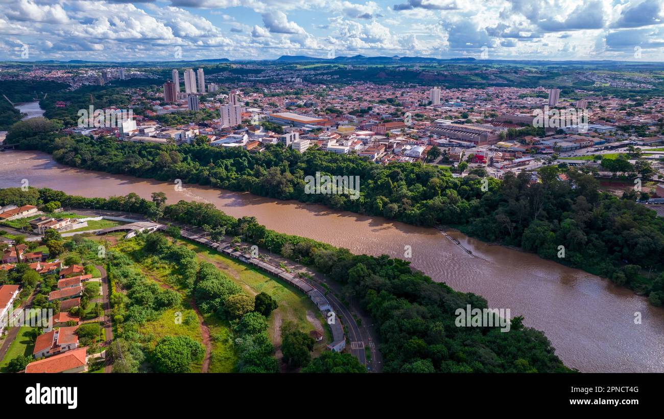Aerial view of the city of Piracicaba, in Sao Paulo, Brazil. Piracicaba