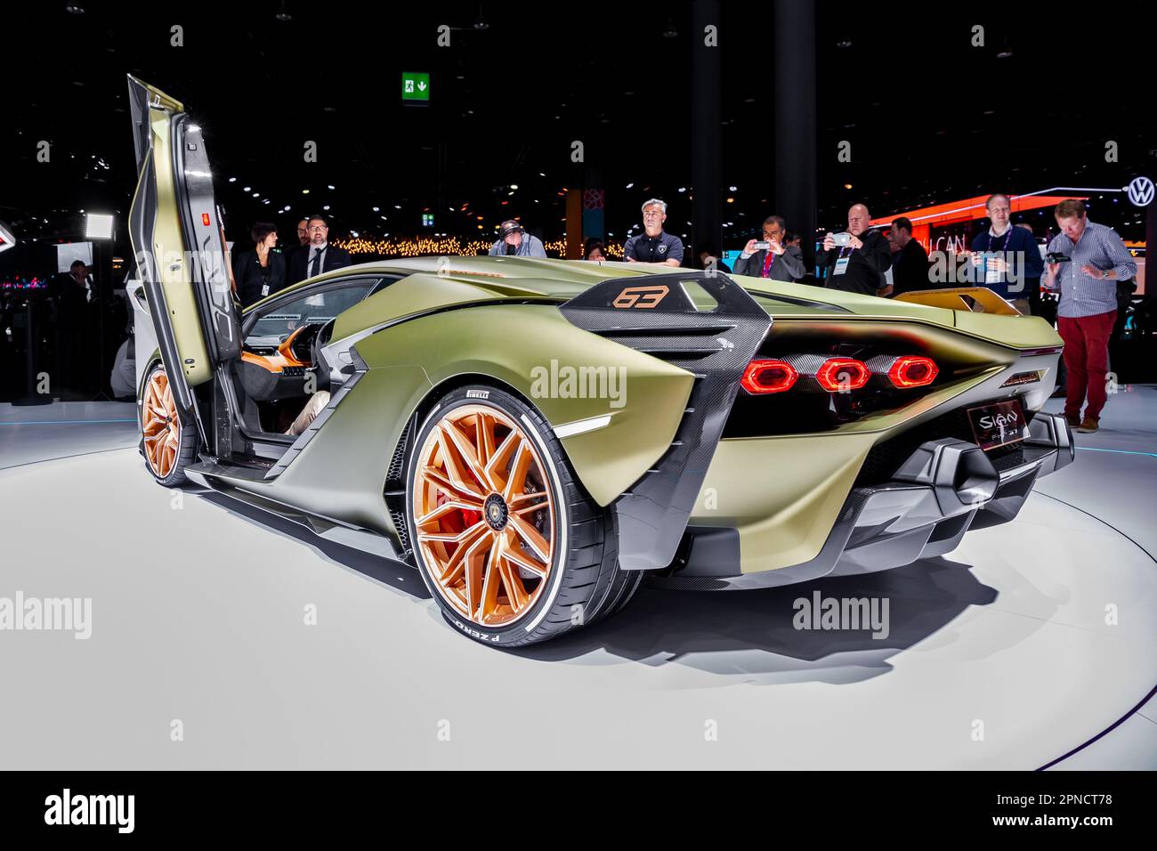 Lamborghini Sian FKP 37 hybrid super sports car showcased at the Frankfurt IAA Motor Show. Germany - September 10, 2019 Stock Photo