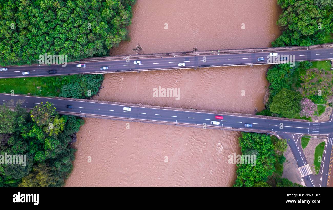 Aerial view of the city of Piracicaba, in Sao Paulo, Brazil. Piracicaba