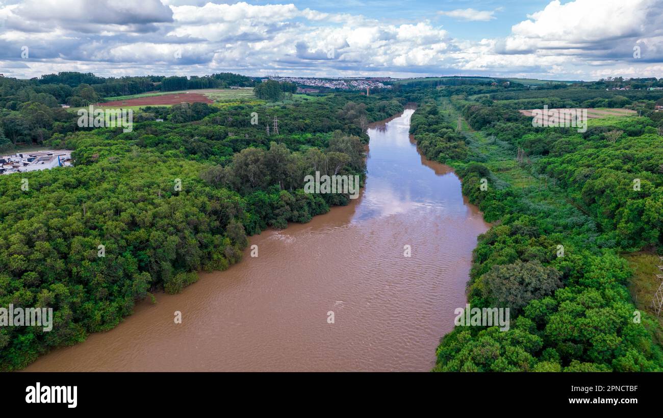 Aerial view of the city of Piracicaba, in Sao Paulo, Brazil. Piracicaba