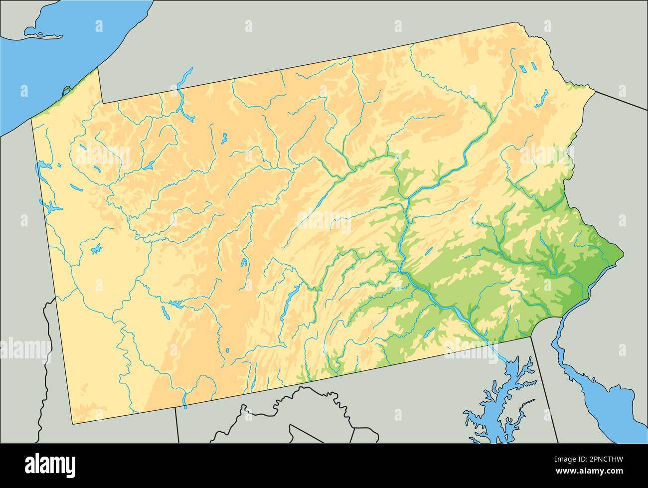 High detailed Pennsylvania physical map Stock Vector Image & Art Alamy
