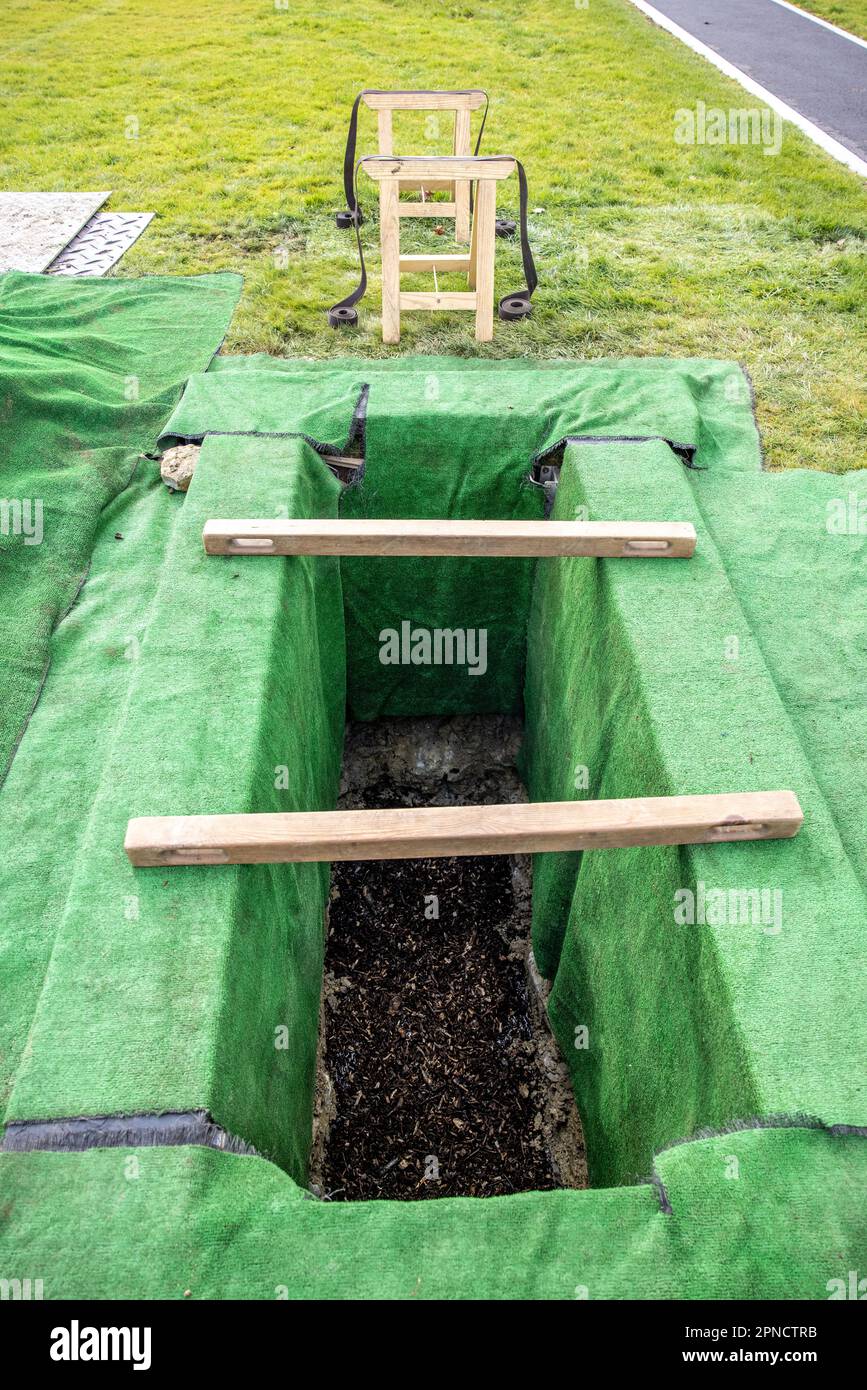 An empty grave ready for a coffin U.K. Stock Photo
