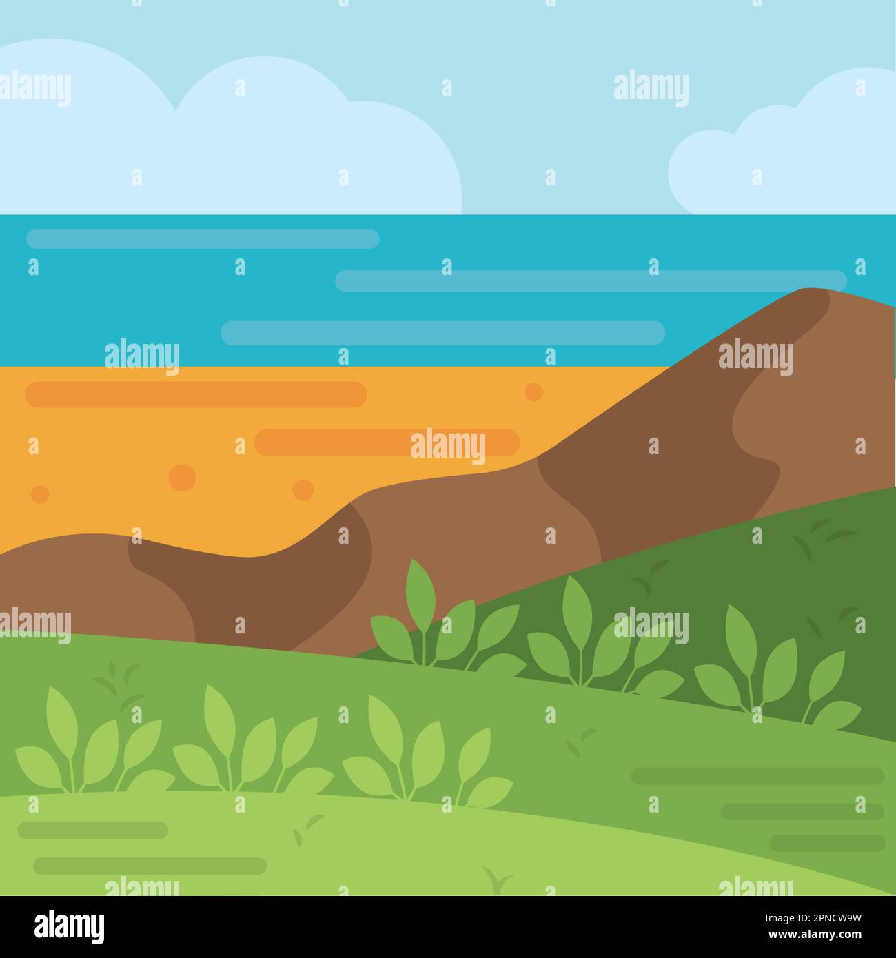 Colored summer landscape flat design Vector Stock Vector