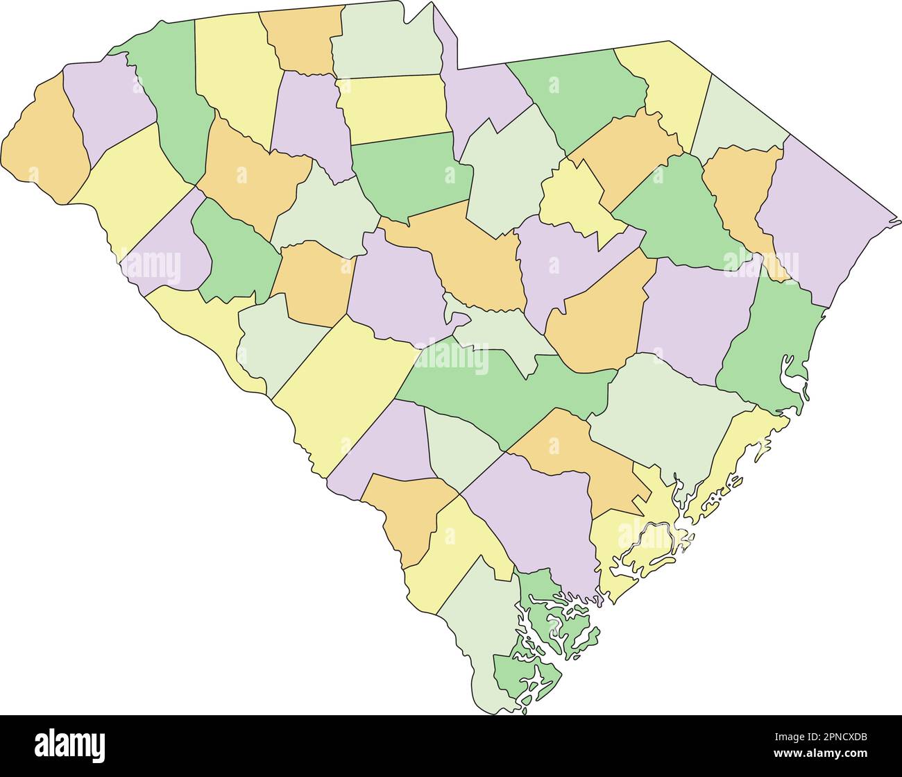 South Carolina - Highly detailed editable political map Stock Vector