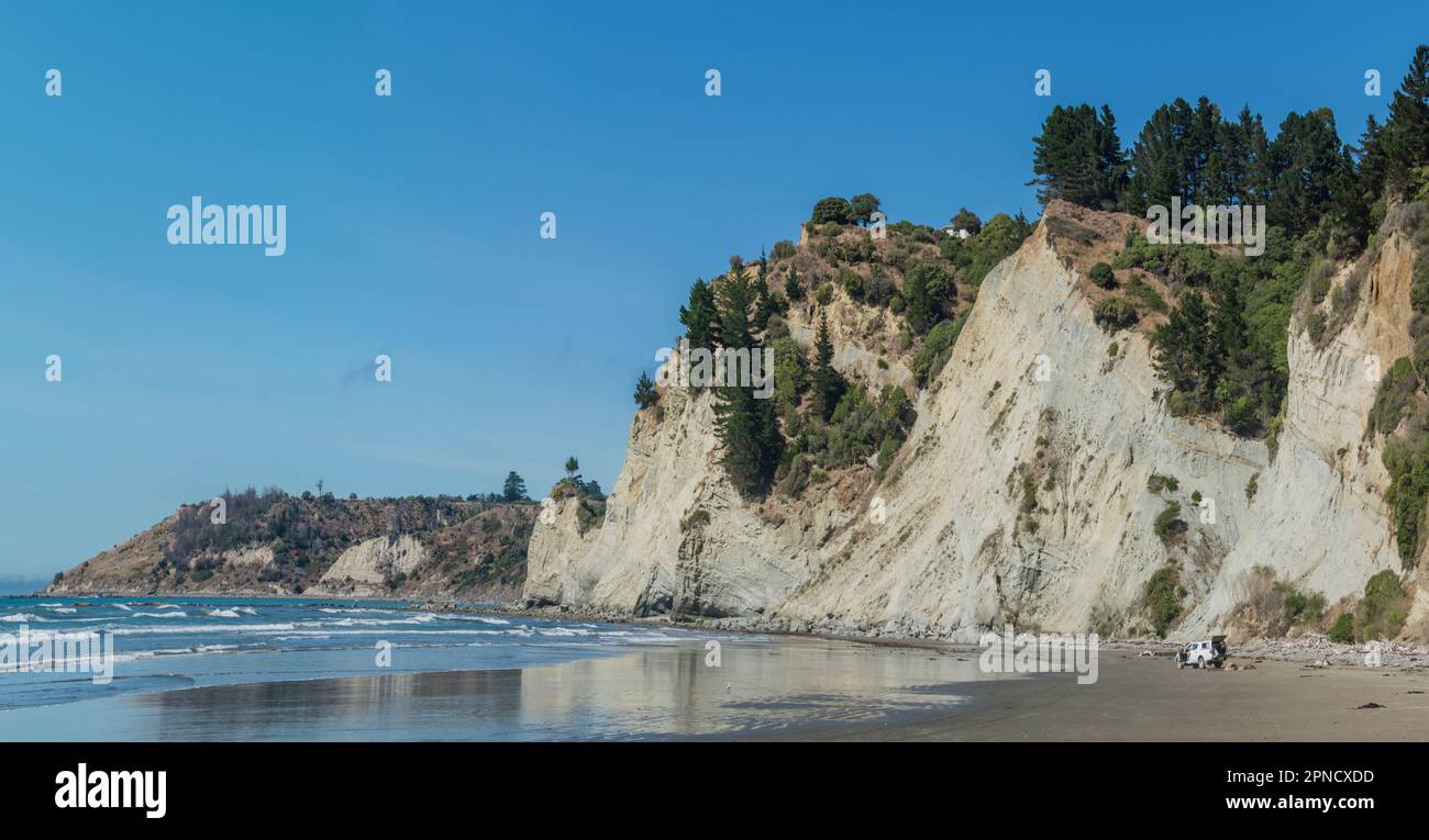 Gore Bay, Cathedral Cliffs, North Canterbury,South Island, New Zealand. Stock Photo