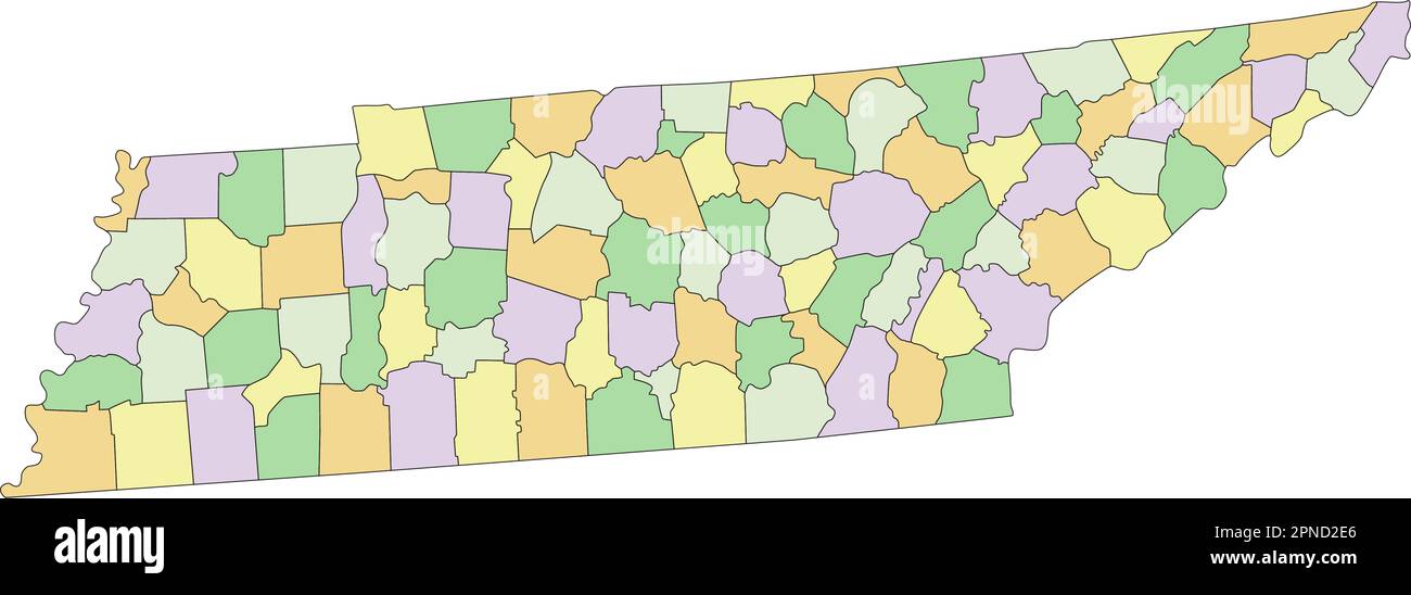Tennessee Highly detailed editable political map Stock Vector Image