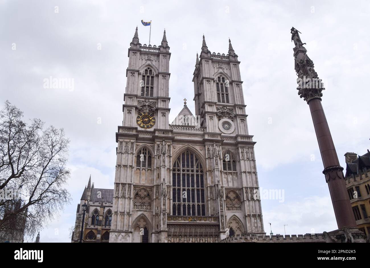 London, UK. 13th March 2023. Westminster Abbey exterior daytime view. Stock Photo