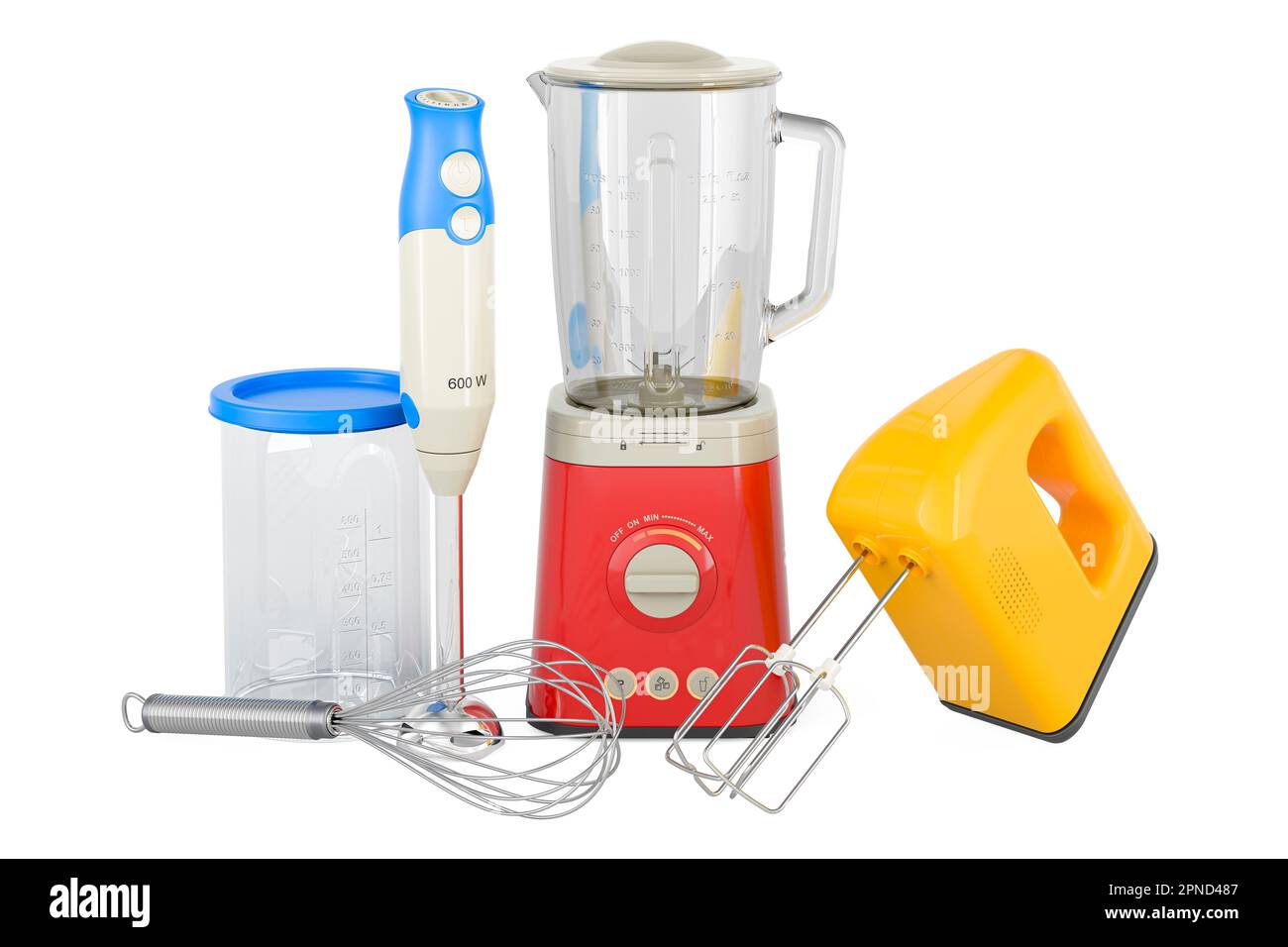 Electric blender, immersion blender and hand mixer, 3D rendering isolated  on white background Stock Photo - Alamy
