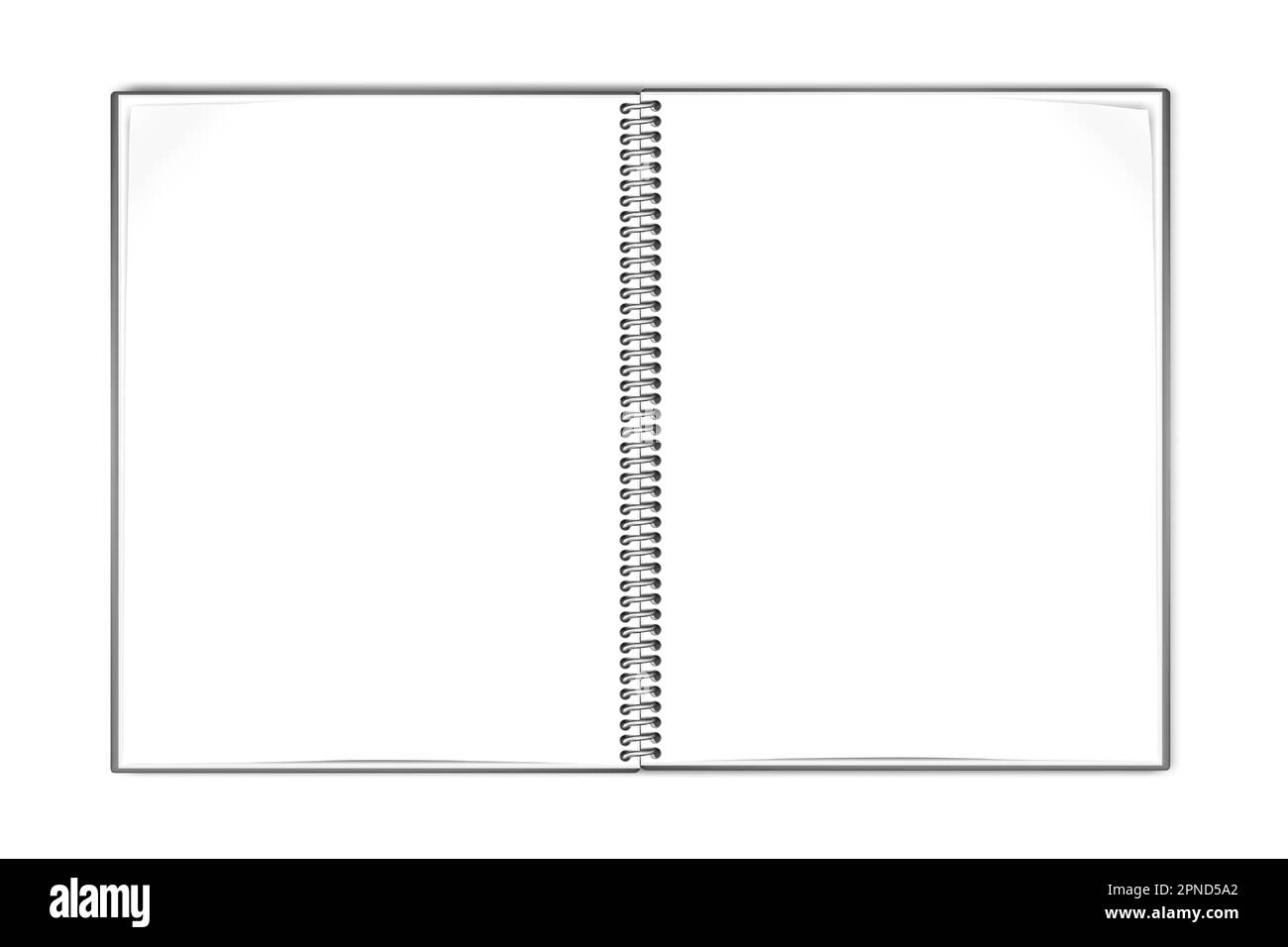 Open wire bound notebook vector mock-up. Spiral notepad blank white pages  mockup. Wirebound notepad spread template Stock Vector Image & Art - Alamy