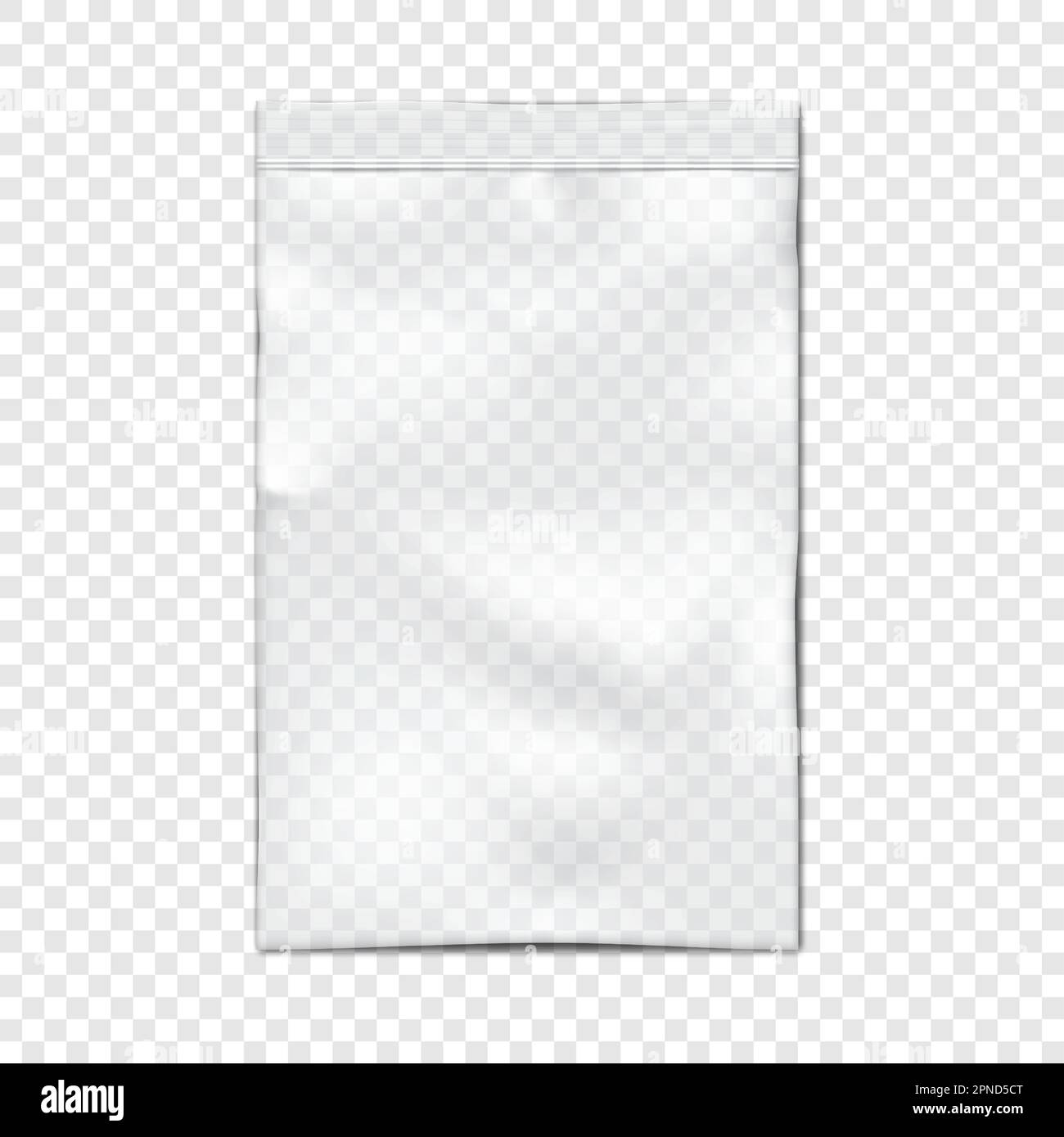 Clear vinyl zipper pouch on transparent background vector mockup. Blank empty plastic bag with